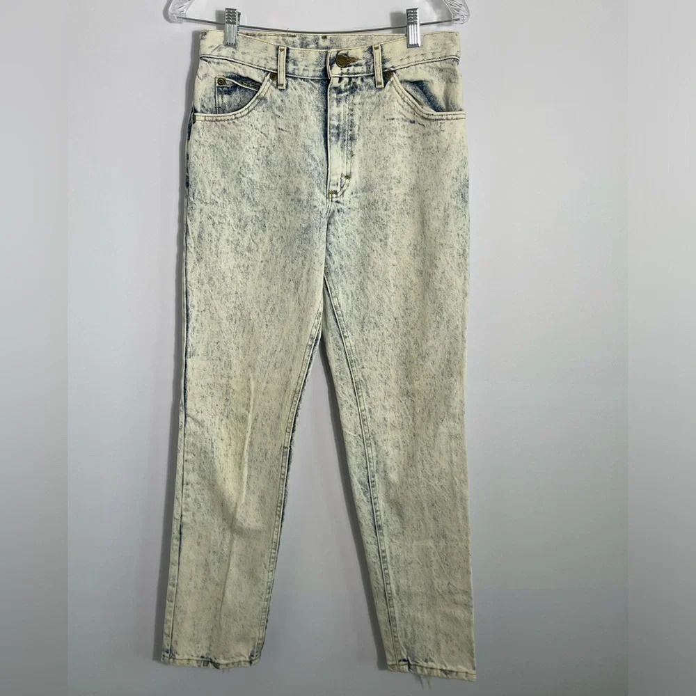 Lee	Vintage Men's Acid Wash Slim Straight Jeans Size 28x30